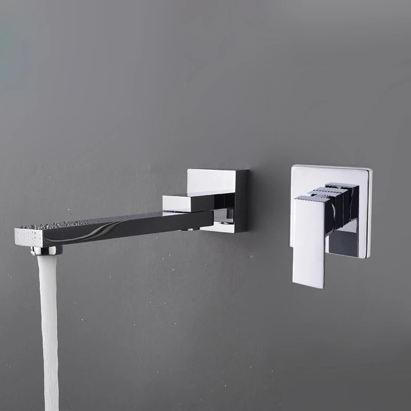 BAKALA Wash Basin Bathroom Faucet Hot And Cold Water Wall Mount Mixer Sink Tap Swivel Spout Bath With Modern Single Lever Handle