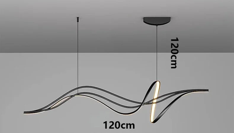 Modern Lines Led Pendant Light for Restaurant Dining Room Tables Kitchen Bar Counter Black Chandelier Home Decor Light Fixture