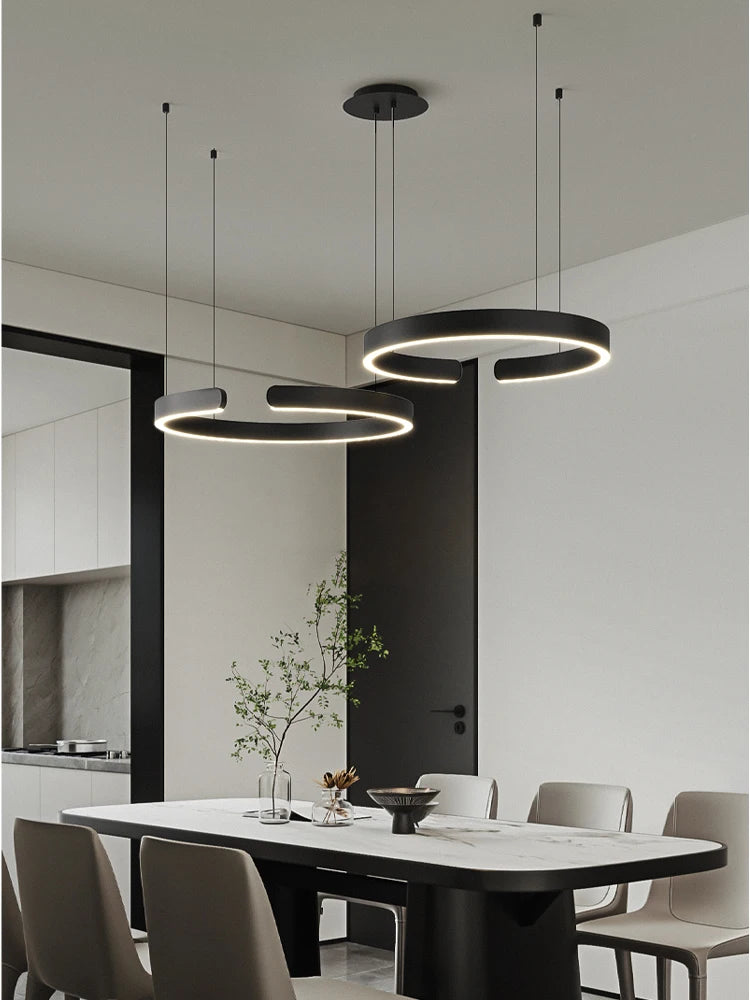 Modern Minimalist Semicircular Ring Led Chandelier For Lighting Living Dining Room Pendant Light Bedroom Hanging Lamp Luminarias
