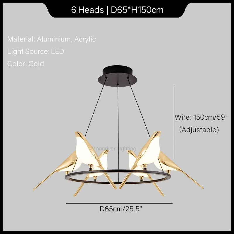 Modern Magpie Bird Chandelier
