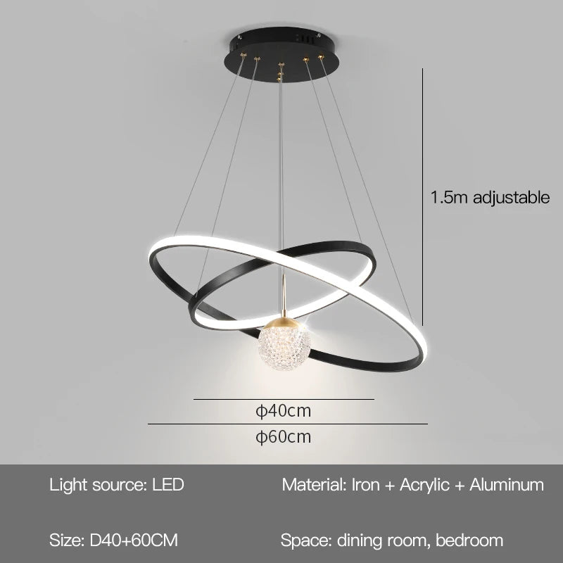 Modern Round LED Chandeliers for Living Room Dining Room Kitchen Island Luster Pendant Lights Fixture Home Decor Indoor Lighting