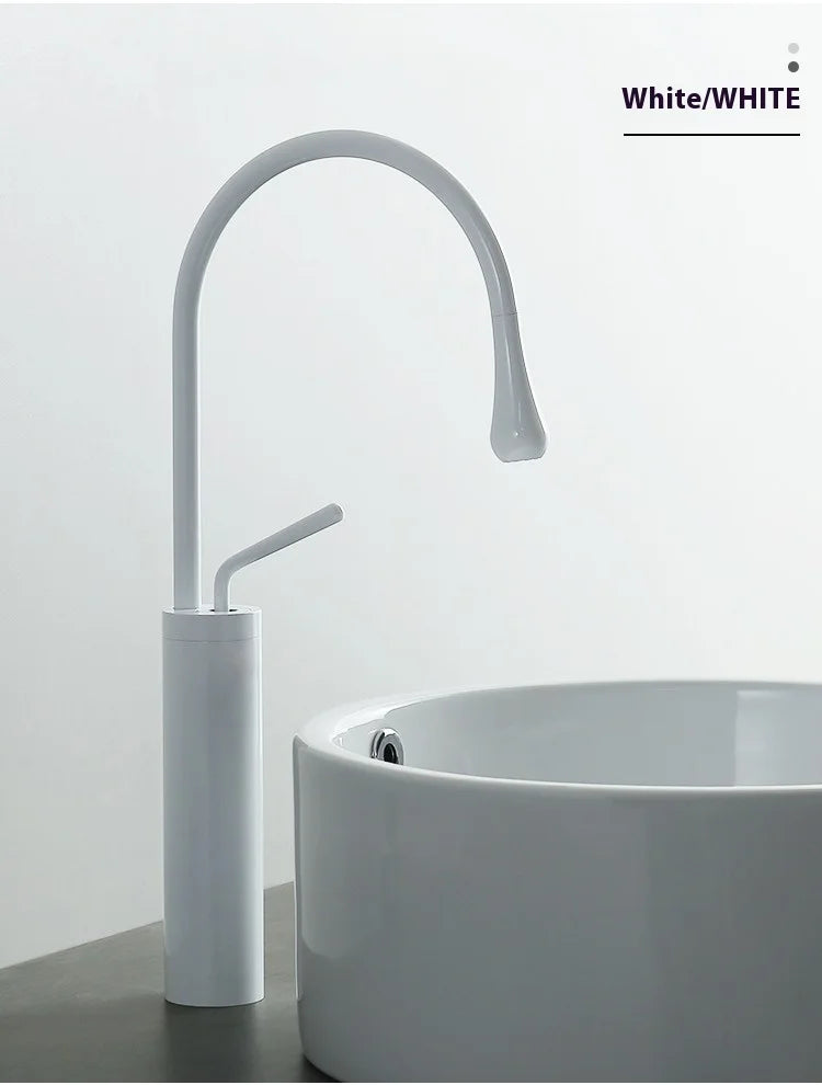 Modern Bathroom Faucet High Arc Single Handle Sink Faucet Brass Washbasin Hot and Cold Water Faucet with Hose Accessories