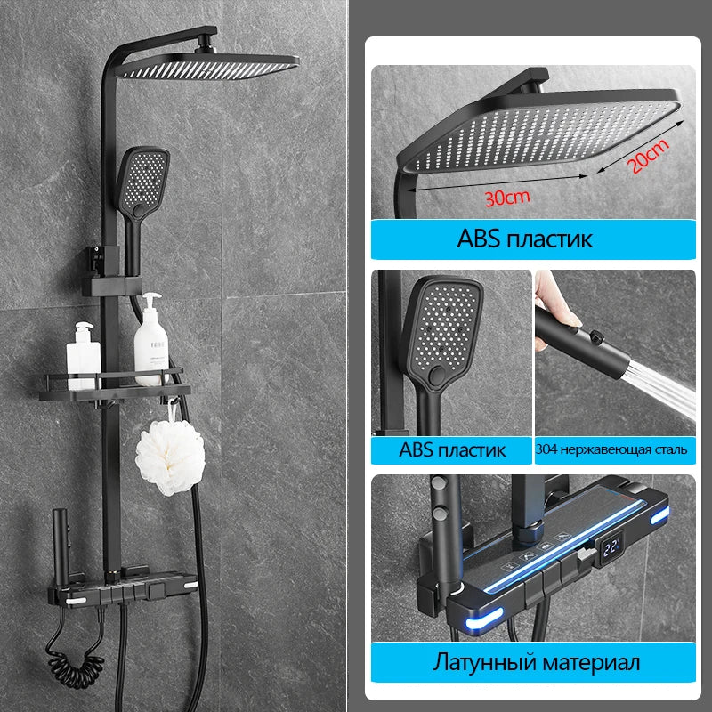 Brass Shower Faucet Thermostatic Digital Display Bathroom Faucet Set Bathroom Shower Shower Systerm Thermostatic Sanitary Shower