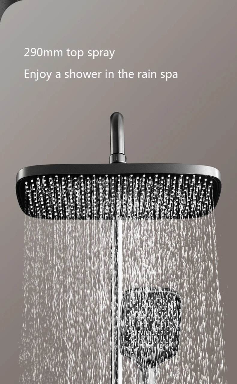 Wall-Mounted Waterfall Shelf Bathroom Mixer Faucet Digital Display Shower Set,Copper Bathroom Showers Sets Bathroom Accessories