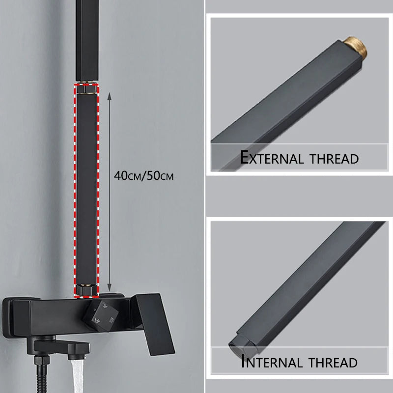 4-Function Button Digital Display Shower Faucet Set Chrome Rain Shower Column Constant Temperature Shower Wall Mounted