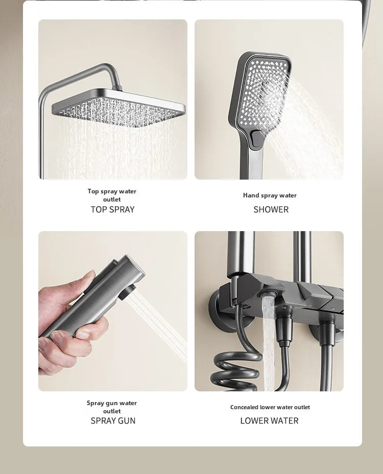 Shower Set Faucets Bathroom  Piano Button Switch Bath Shower Rain Shower Complete Bathroom Head Douche