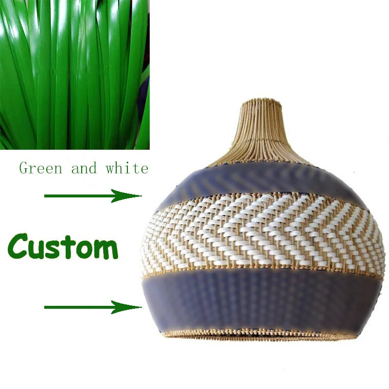 New Rattan Pendant Lights Creative Color Matching Rattan Lamp Chinese Style Luminaire for Dining Room Restaurant Suspension Lamp