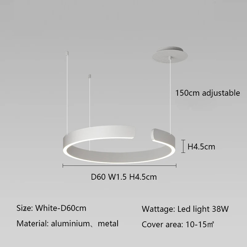 Modern Minimalist Semicircular Ring Led Chandelier For Lighting Living Dining Room Pendant Light Bedroom Hanging Lamp Luminarias
