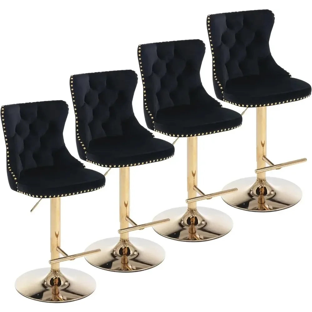 High Back Button Tufted Bar Stools Set of 4 Adjustable Counter Height