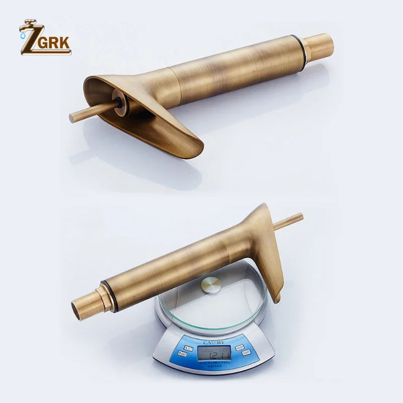 Classic Basin Faucet Antique Style Waterfall Bathroom Faucet Hot and Cold Faucet Bronze Single Hole Goblet Type Water Tap