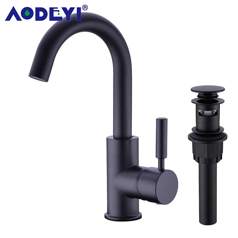 Brass Black Bathroom Basin Faucet Cold And Hot Water Mixer Sink Tap Nickel Brushed Gold Rose Bronze Taps with Pop Up Drain