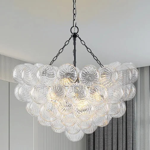 Nordic Glass Bubble Hanging Chandelier Large Foyer Round Ball Ceiling Pendant Light LED Ceiling Chandelier for Dining Room