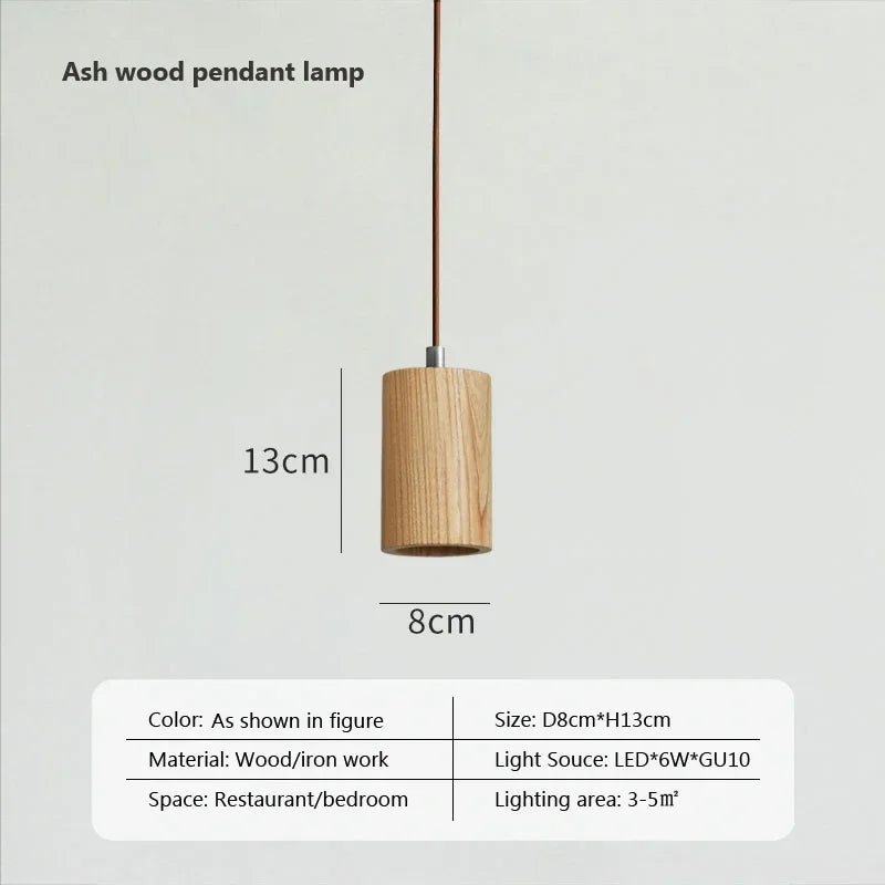 Nordic Wood Pendant Light Rubberwood Single Head Lighting For Bedroom Restaurant Platform Front Window Cafe Decorative LED Light