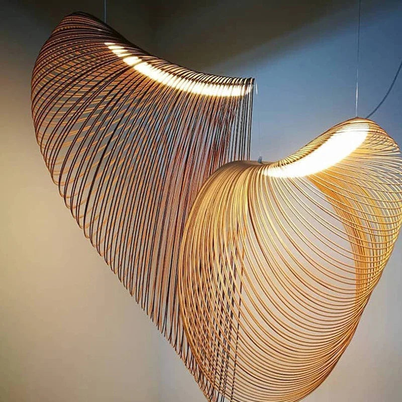 Modern LED Pendant Lights Wooden Bird's Nest Hanging Chandeliers Dining Room Kitchen Restaurant Decor Suspension  Lamps