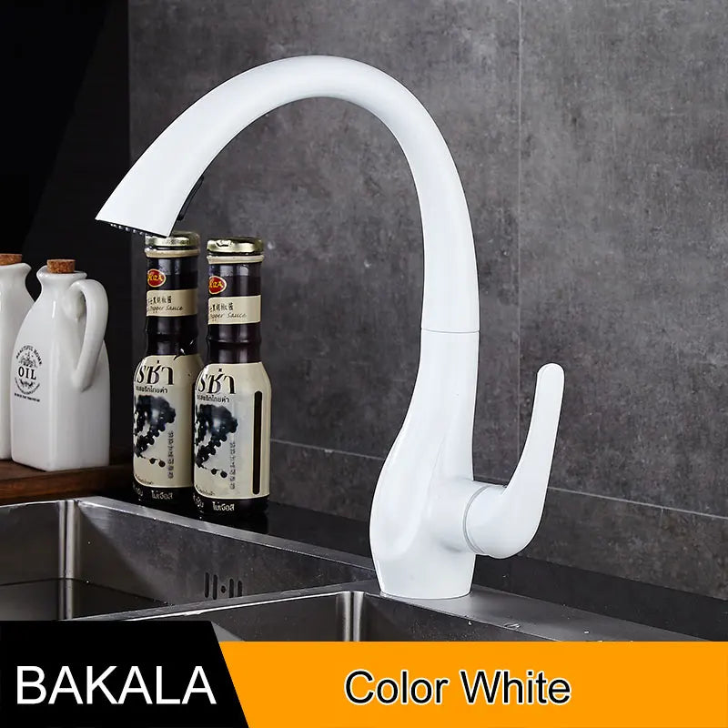 BAKALA Kitchen Faucet Silver Single Handle Pull Out Kitchen Faucet Mixer Single Handle 360 Rotation Black Sink Mixer Tap BR-8820