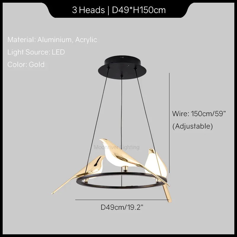 Modern Magpie Bird Chandelier