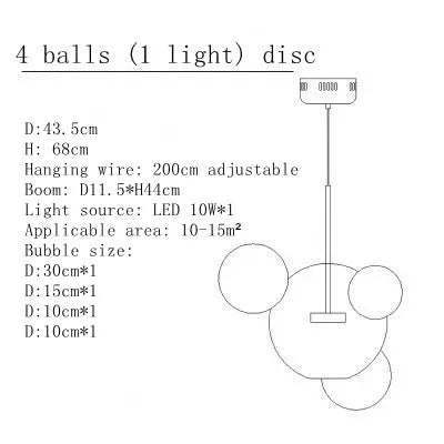 Modern Art Deco Glass Bubble Chandelier Customized Living room Droplight for Children Dining room Bar Indoor Decor Light Fixture