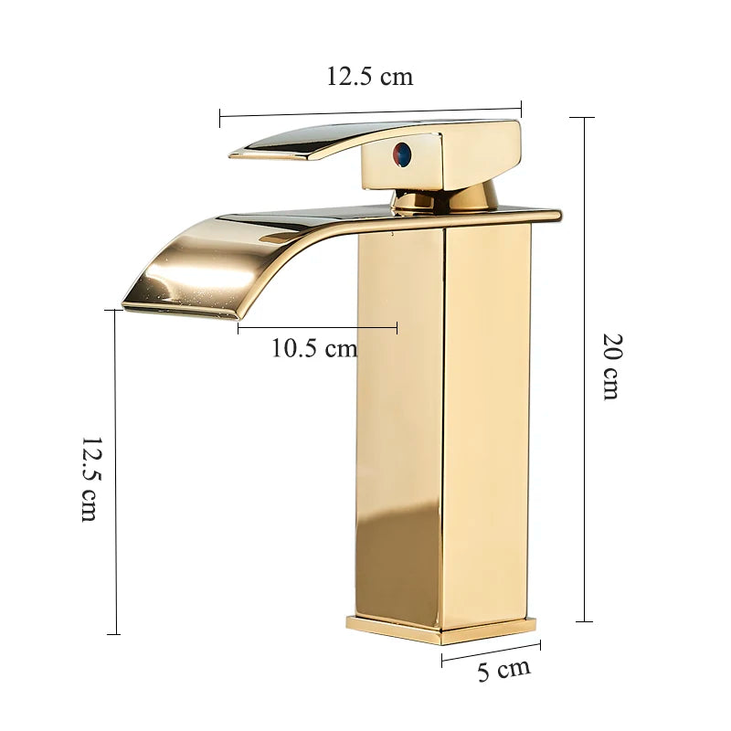 Gold Bathroom Basin Faucet Waterfall Outlet Deck Installation Sink Mixer Cold And Hot Mixing Crane Kitchen Washing Tap