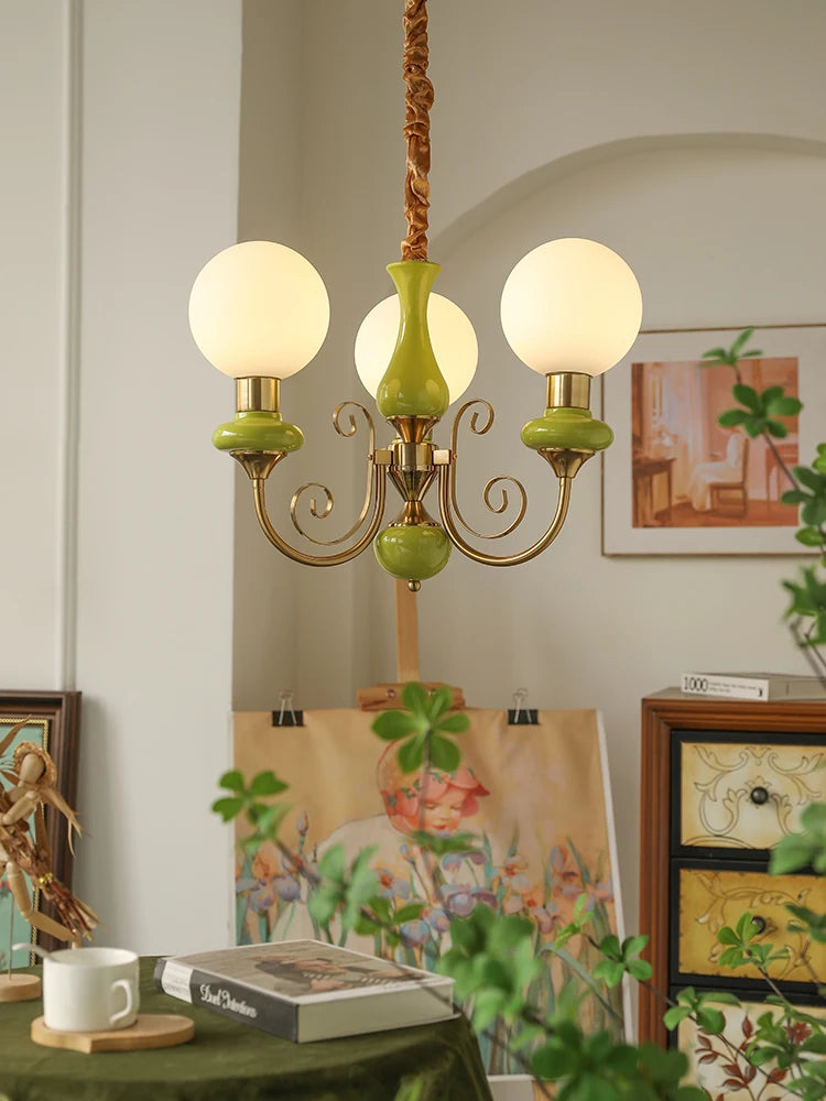 Nordic Retro Pastoral Cream Style Chandelier Bedroom Living Room Dining Room Ceiling Chandelier French Homestay LED Chandelier