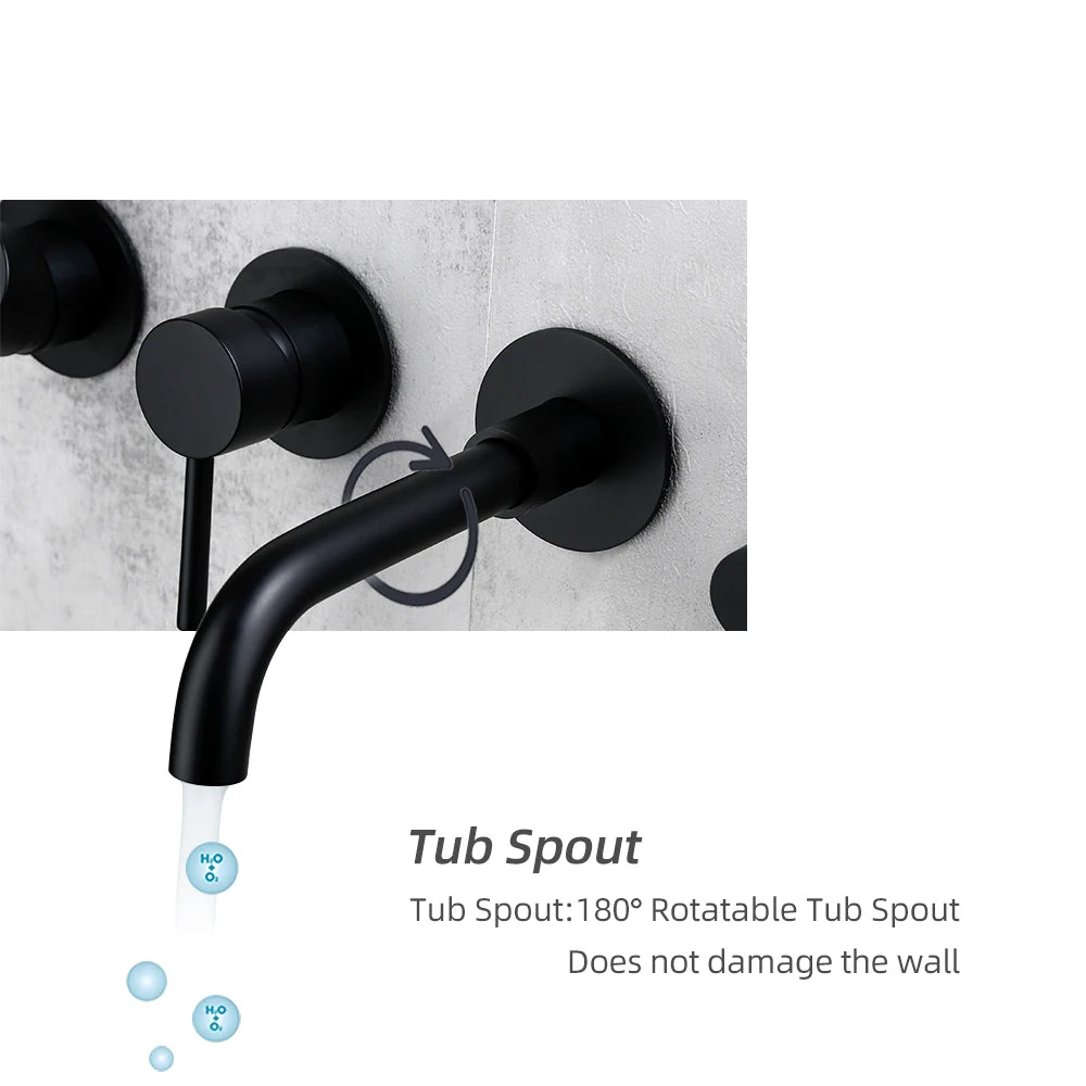 Shower Mixer Shower Set Hot & Cold 2 Way Diverter Shower Faucet Solid Brass With 150MM/210MM/260MM Bath Spout Mixing Shower  Kit