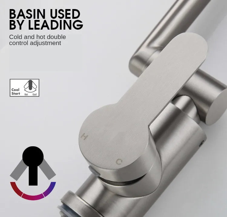 Bathroom Folding Faucet 360 Degree Rotation Single Handle Folding Faucet Taps Camping Cold and Hot Mixer Water Stainless Steel