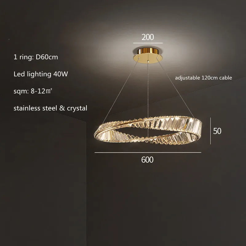 Modern Gold Ring Remote Dimmable Luxury Pendant Light