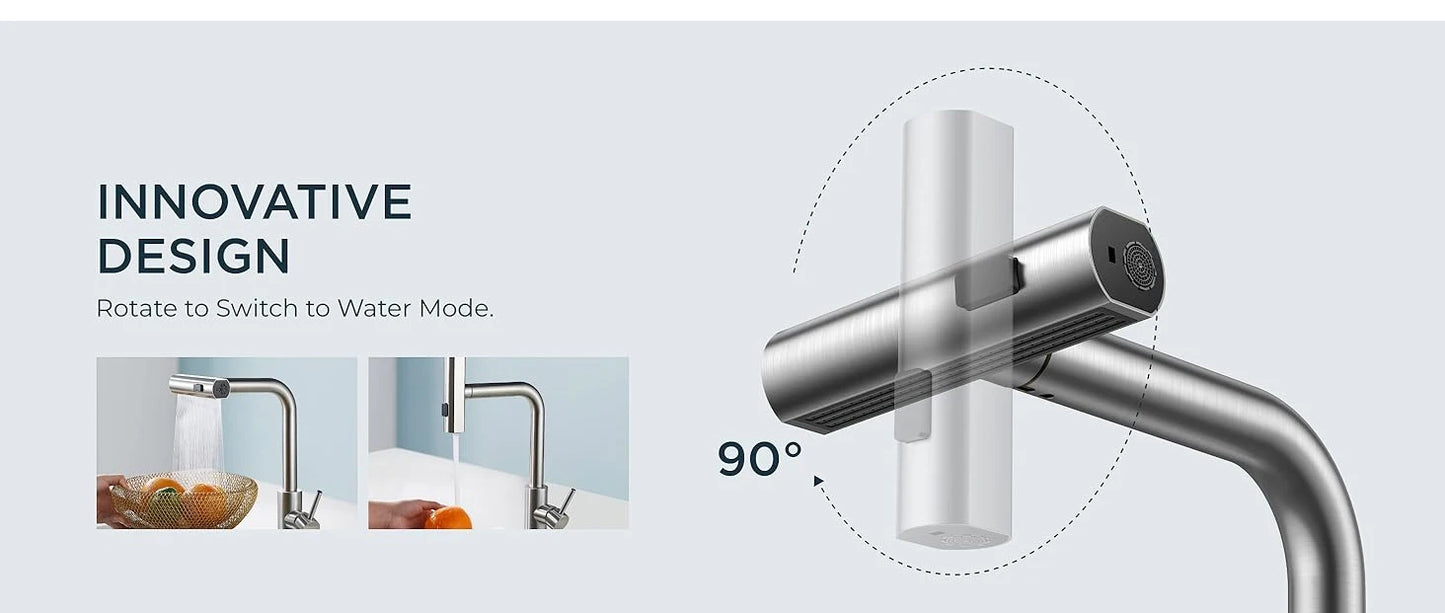4 Modes Waterfall Kitchen Faucet Stream Sprayer Stainless Steel Hot Cold Single Hole Deck Mounted Water Sink Mixer Wash Tap 3668