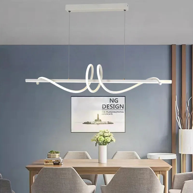 Modern Linear and LED Rope Pendant Lamp