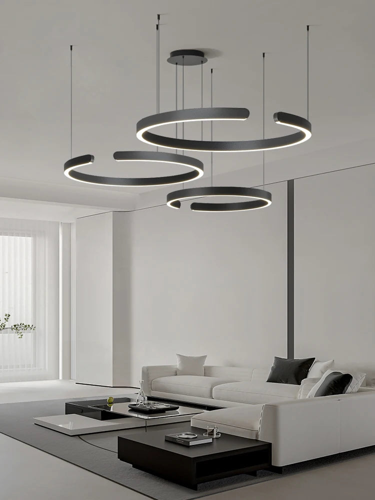 Modern Minimalist Semicircular Ring Led Chandelier For Lighting Living Dining Room Pendant Light Bedroom Hanging Lamp Luminarias