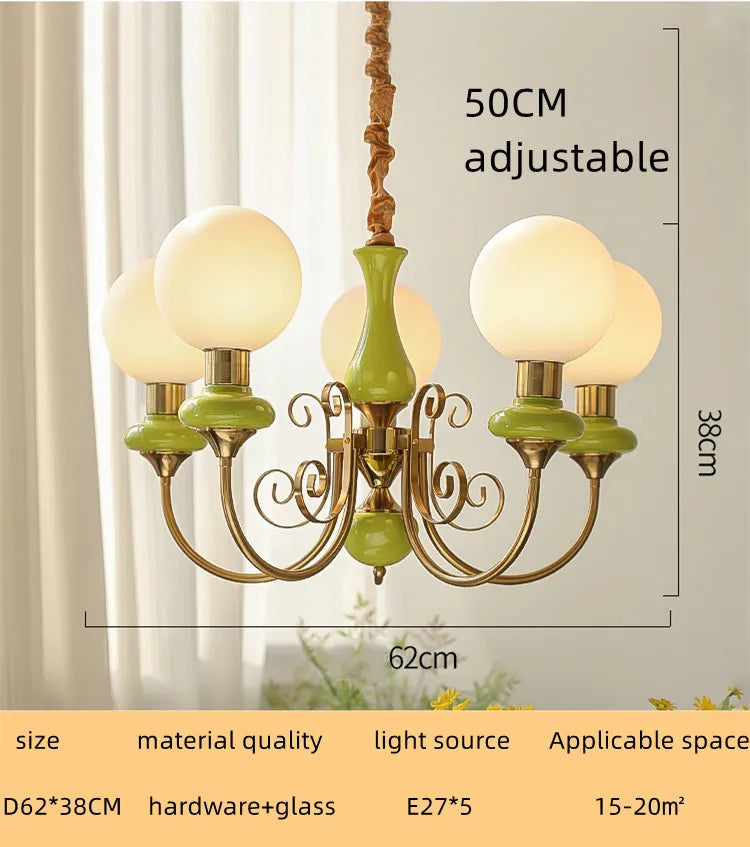 Nordic Retro Pastoral Cream Style Chandelier Bedroom Living Room Dining Room Ceiling Chandelier French Homestay LED Chandelier