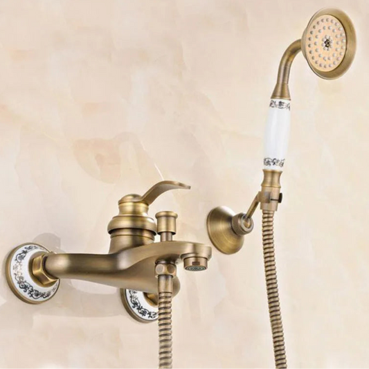 Mounted Hand Held Antique Brass Shower Head Kit Shower Faucet Sets
