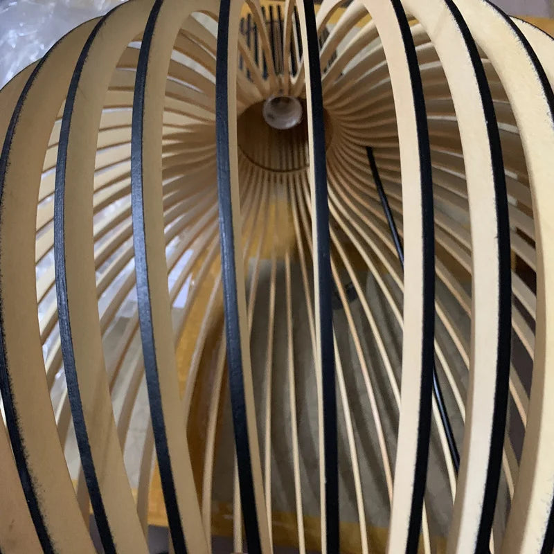 Nordic Black White Wood Birdcage Pendant Light
