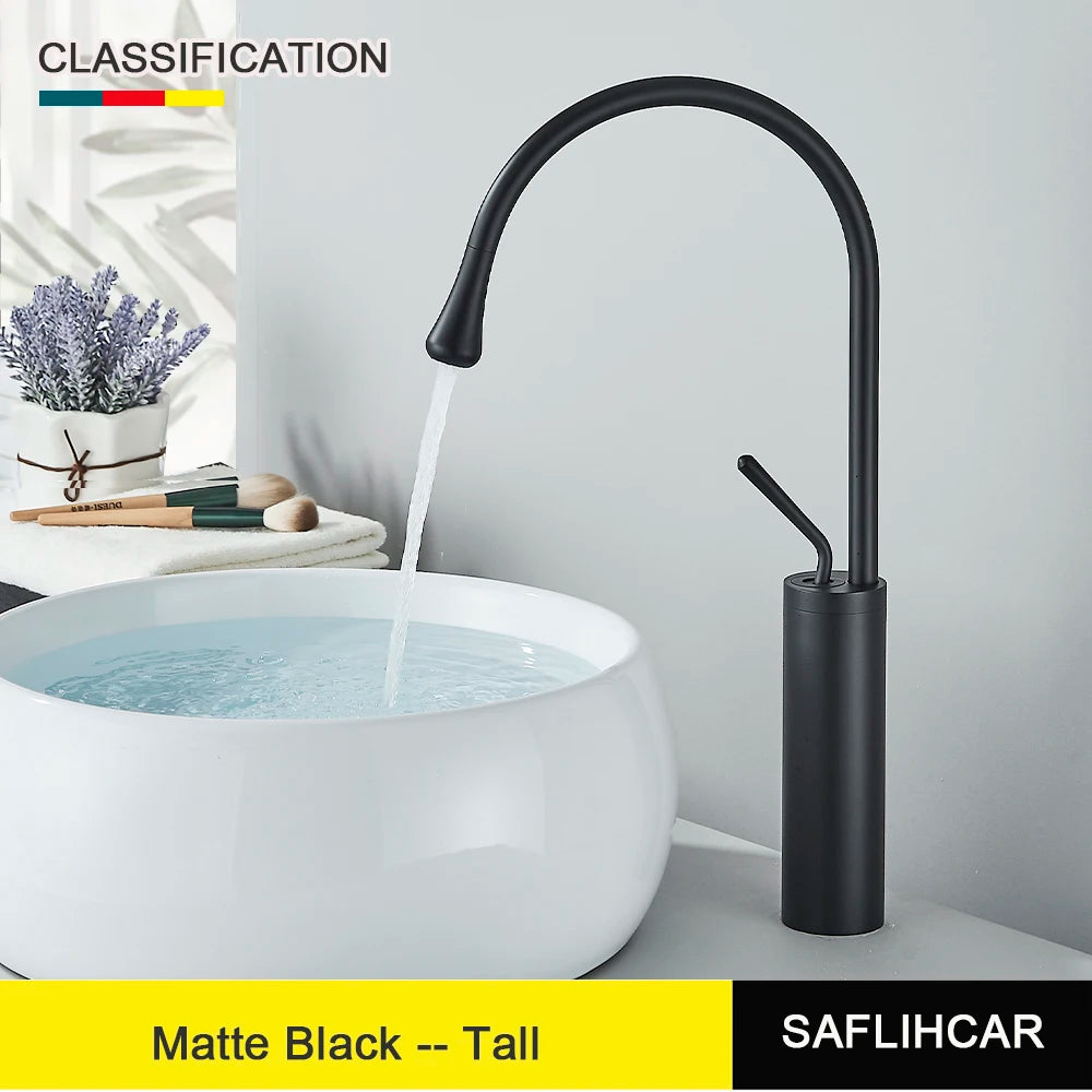 Modern Basin Faucet Brushed Gold Black Silver Faucet Deck Mounted Basin Sink Tap Mixer Hot & Cold Brass Tap for Bathroom