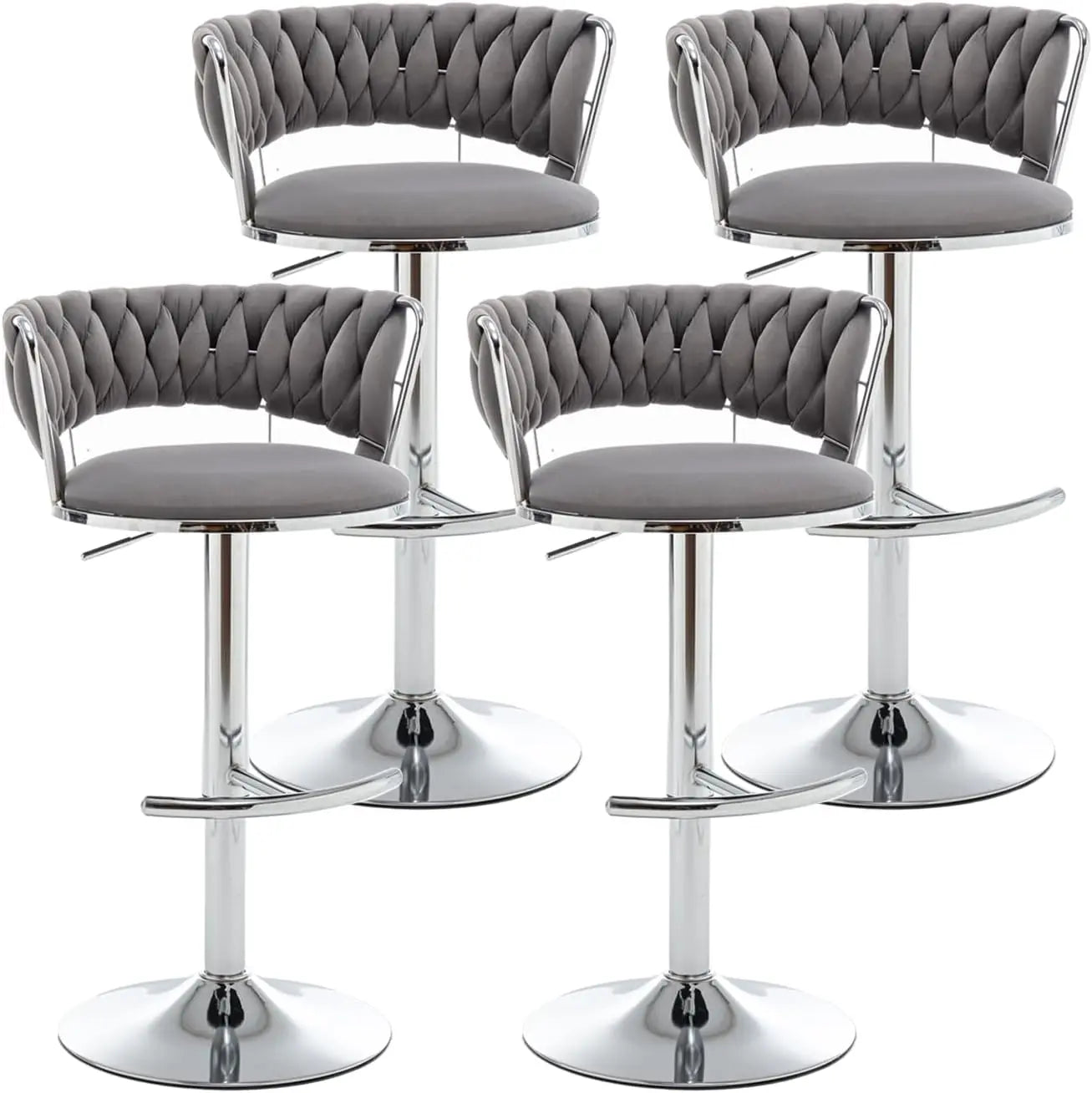 Velvet Low Back Bar Stools Set of 4 Counter Height Bar Stools