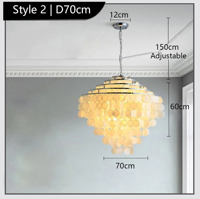 Luxury Shell Chandelier in Gold / Chrome