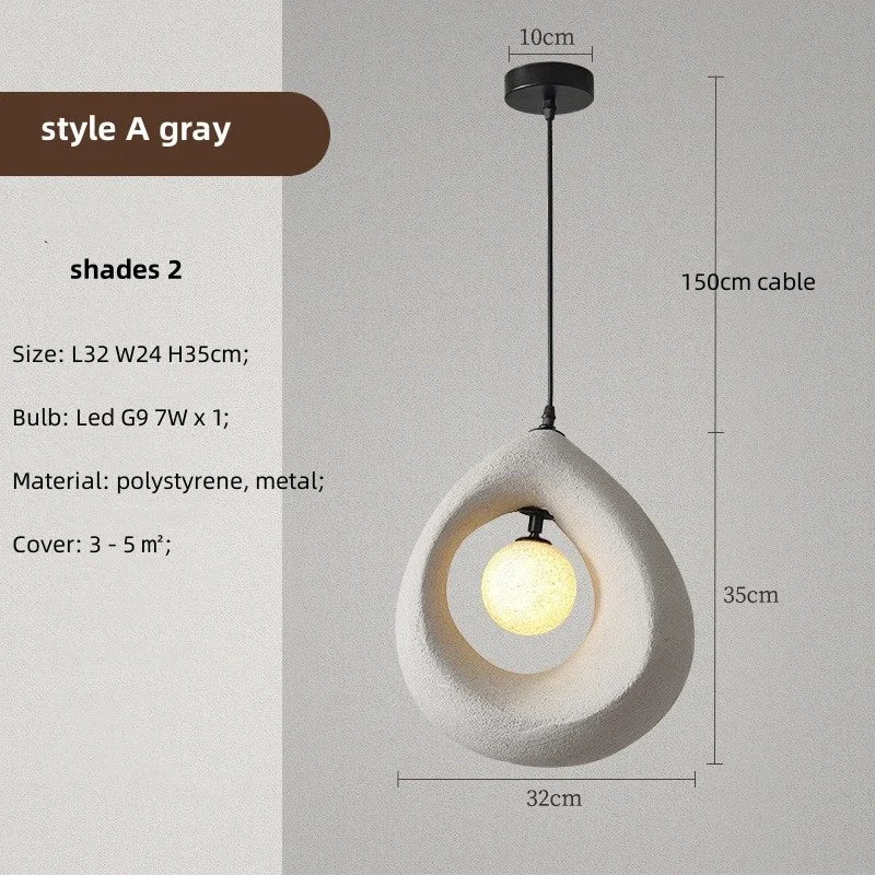 Nordic Dining Room Wabi Sabi Pendant Lights  Led Hanging Lighting Minimalism Suspend Bedroom Home Decor Indoor Lamps Fixtures