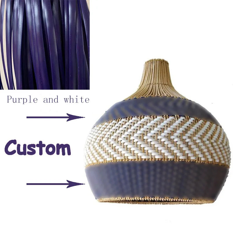 New Rattan Pendant Lights Creative Color Matching Rattan Lamp Chinese Style Luminaire for Dining Room Restaurant Suspension Lamp