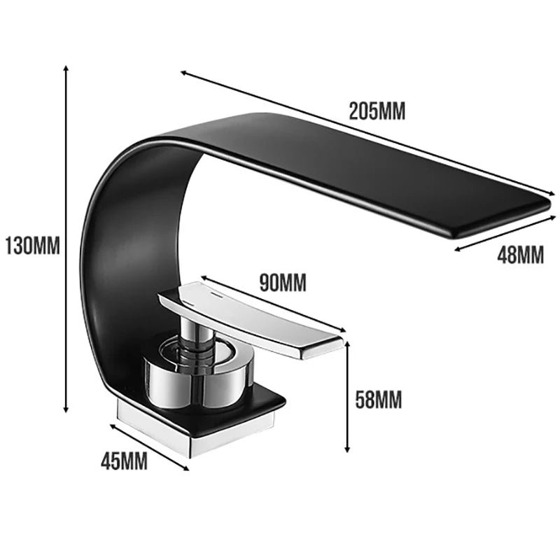 Deck Mount Waterfall Bathroom Basin Faucet