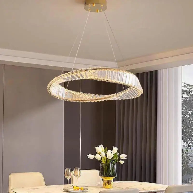 Modern Luxury Gold and Crystal Living Room Led Dimmable Pendant Lights