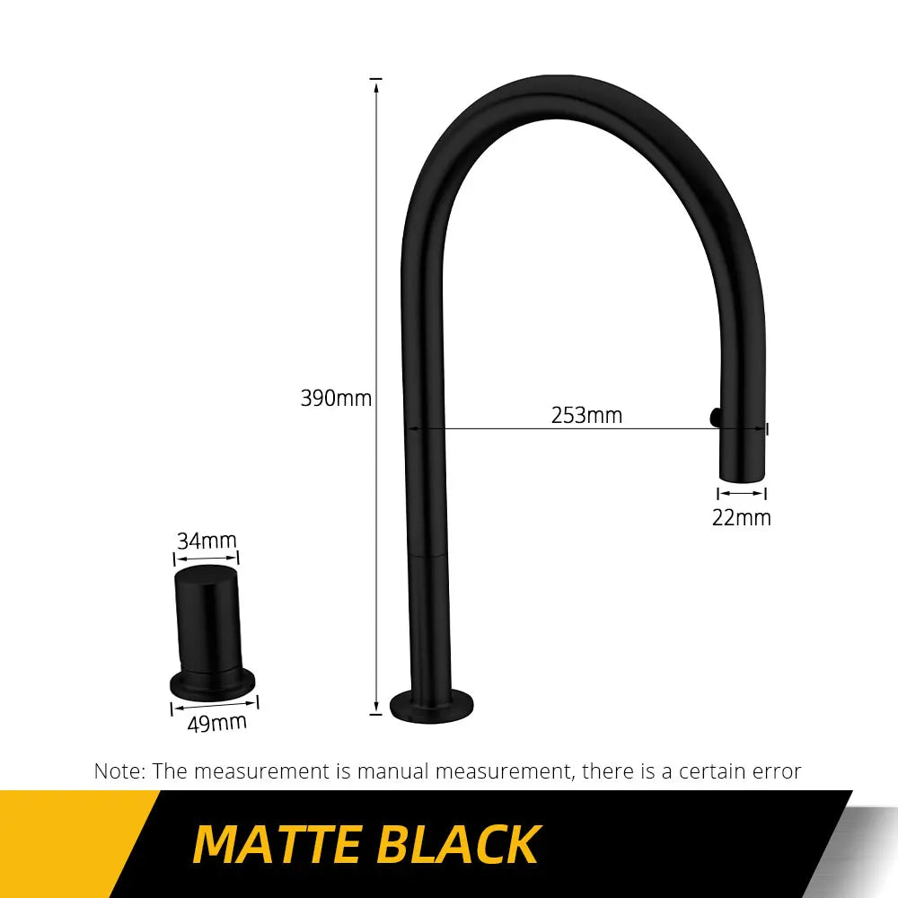 Brushed Gold Kitchen Faucet Invisible Pull Out Spray Mixer Double Hole Single Handle Solid Brass Hot and Cold Separate Sink Tap