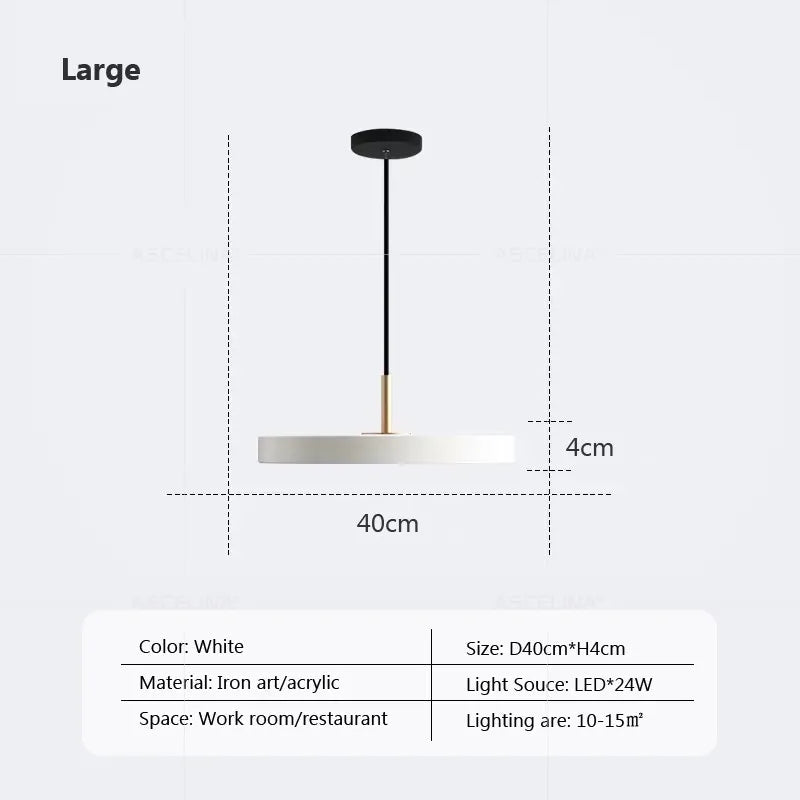 Modern minimalist pendant light LED Disc Lights Study Decor replica design lamp For Bedroom Living Room Office home design light