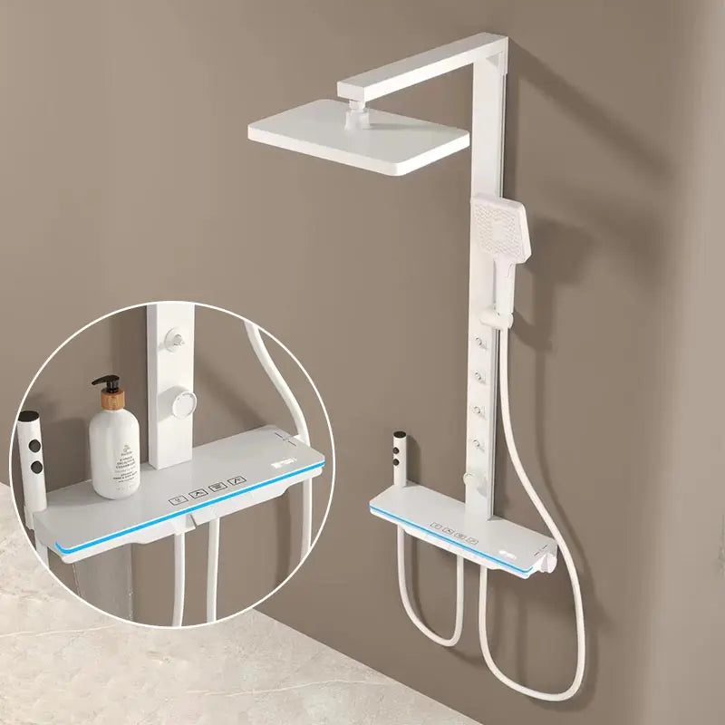 Digital Display Shower Set Bathroom Ambient Light  Five-Function Back Spray Shower Faucet Gray Shower System Package