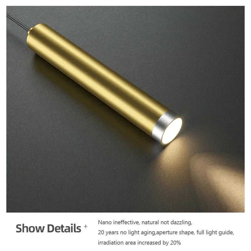 Modern Black + Gold Dimmable LED Pendant Lamp