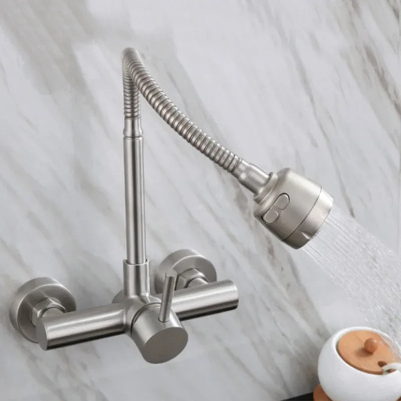 Kitchen Faucet Hot and Cold Water Household Wall Mounted Tap Bathroom Faucet Shower Faucet Bathroom Accessories