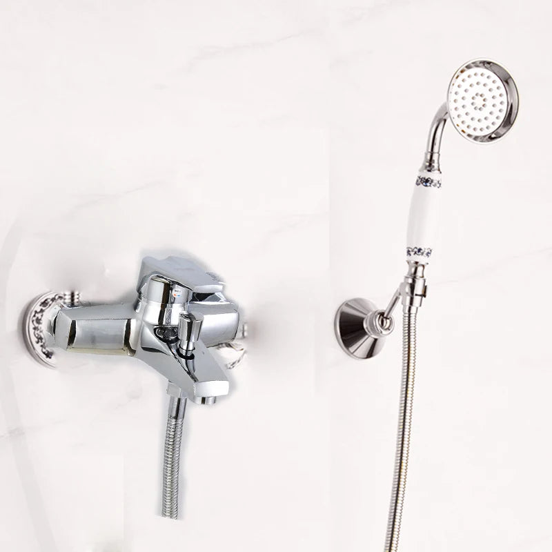 Mounted Hand Held Antique Brass Shower Head Kit Shower Faucet Sets
