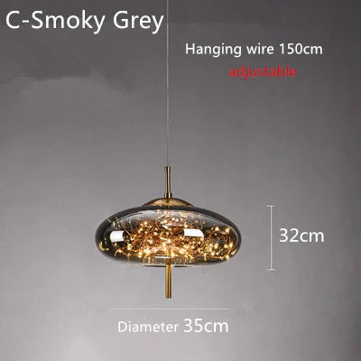Nordic Bedside Led Glass Pendant Lights For Bedroom Bar Dining Living Room Amber Hanging Light Fixture Pendant Lamp