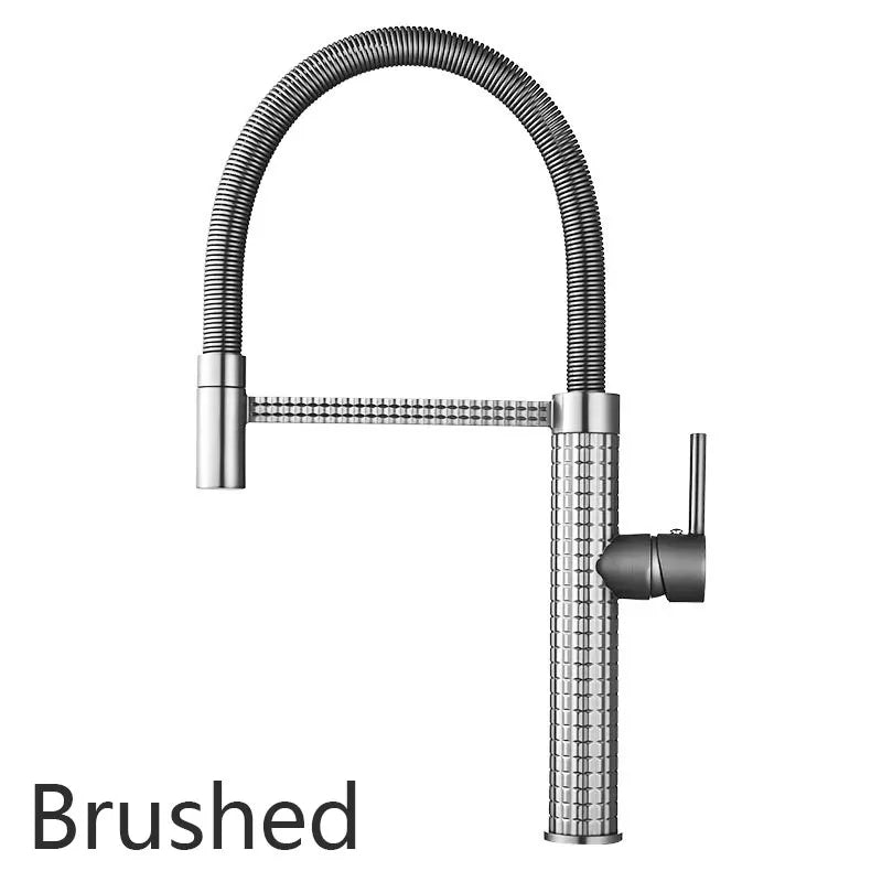 Gold Kitchen Faucet Matte Gray Sink Faucet Single Hole Single Handle Drop Down Spring Faucet Deck Installation Kitchen Water Tap