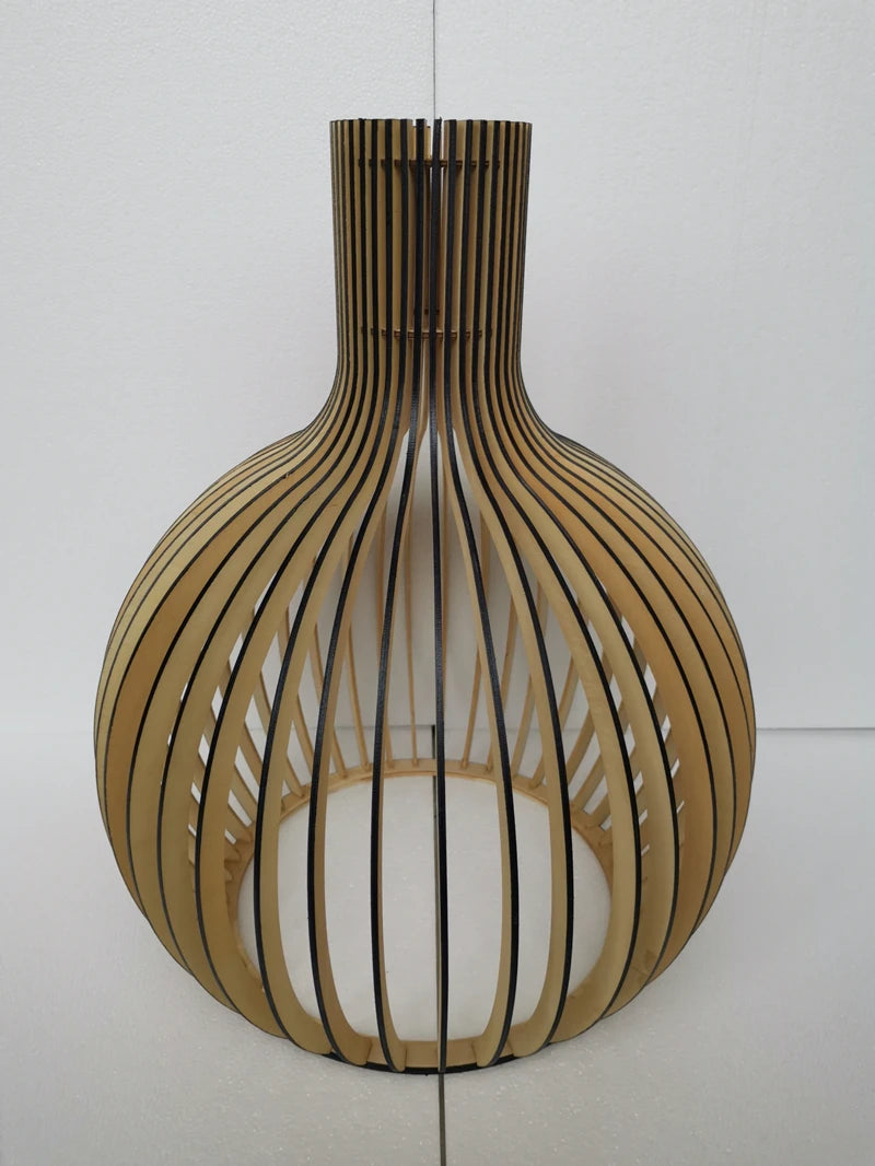 Nordic Black White Wood Birdcage Pendant Light