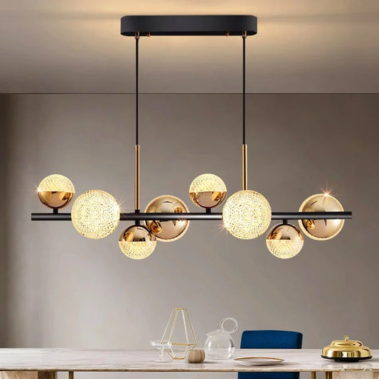 Modern Gold and Black Linear Nordic Chandeliers
