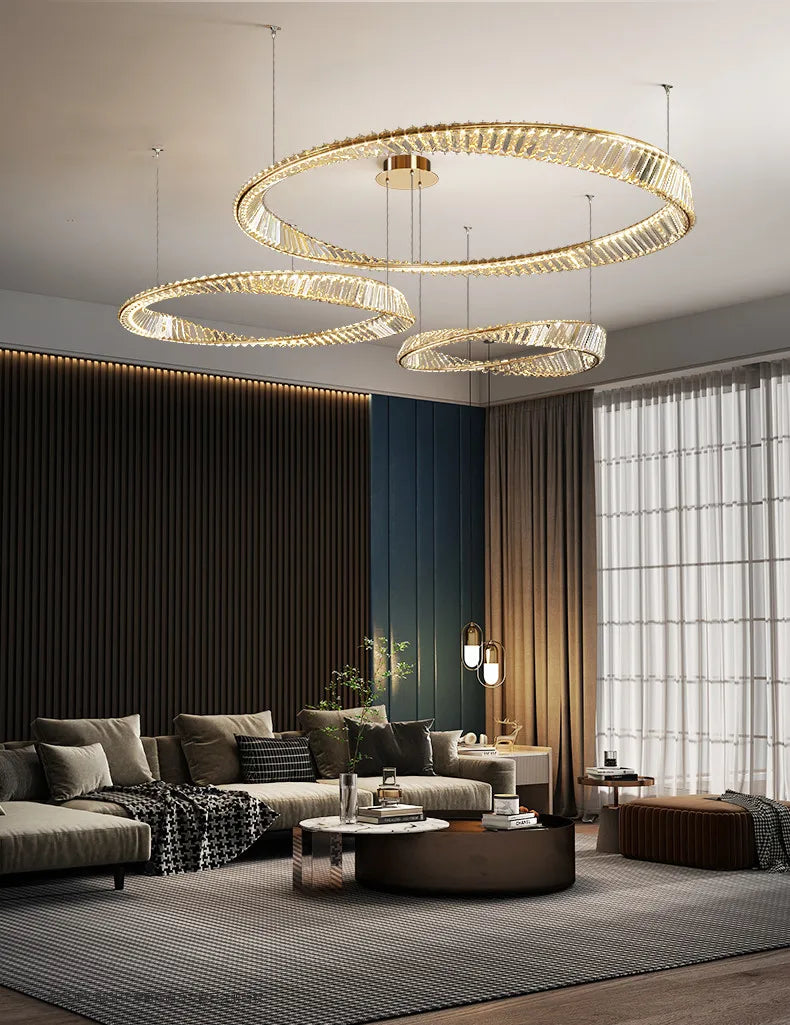 Modern Gold Ring Remote Dimmable Luxury Pendant Light